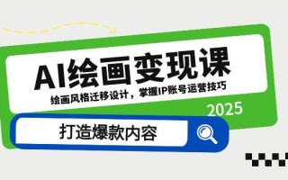 AI绘画变现课，绘画风格迁移设计，掌握IP账号运营技巧，打造爆款内容