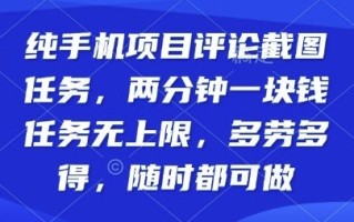 纯手机项目评论截图任务，两分钟一块钱多劳多得，随时随地都能做【揭秘】