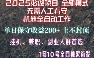 【2025必做项目】全网独家首发，全新模式机器全自动工作，无需人工看守，单日保守200+