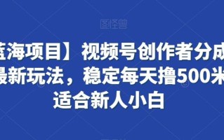 【蓝海项目】视频号创作者分成掘金最新玩法，稳定每天撸500米，适合新人小白【揭秘】