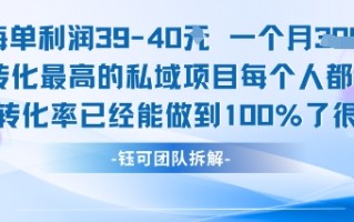 每单利润40一个月7k+转化最高的私域项目，每个人都要的产品转化率已经能做到100%