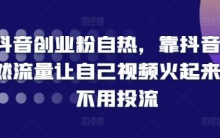 抖音创业粉自热，靠抖音自然流量让自己视频火起来，不用投流