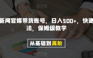 剪辑新闻官媒带货账号，日入500+，快速爆单法，保姆级教学【揭秘】
