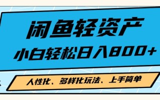 闲鱼轻资产，人性化、多样化玩法， 小白轻松上手，学会轻松日入2000+