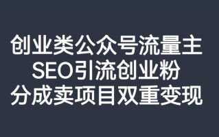 创业类公众号流量主，SEO引流创业粉，分成卖项目双重变现【揭秘】