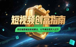 2025短视频创富指南，前后端思维加系统算法，12节课实现月入过万