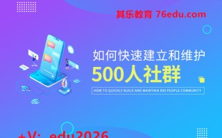 如何快速建立和维护500人社群（2集） mp4高清无水印视频教程网盘免费下载