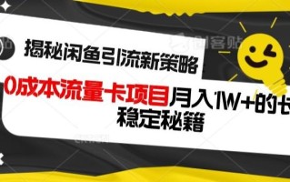 揭秘闲鱼引流新策略：0成本流量卡项目，月入1W+的长期稳定秘籍