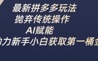 最新拼多多玩法，抛弃传统操作，AI赋能，助力新手小白获取第一桶金