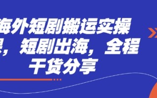 海外短剧搬运实操课，短剧出海，全程干货分享