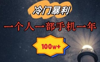 暴利冷门赛道，一单268，一个人一部手机一年100w【揭秘】