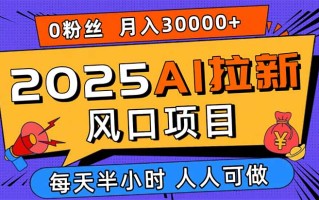 2025AI拉新风口项目，0粉0基础月入30000+新手小白轻松学会