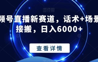 视频号直播新赛道，话术+场景直接搬，日入6000+