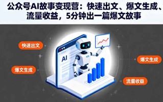 公众号AI故事变现营：快速出文、爆文生成、流量收益，5分钟出一篇爆文故事