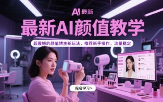 最新AI颜值教学，超震撼的颜值博主新玩法，推荐新手操作，流量稳定