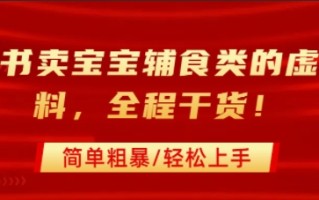 小红书卖宝宝辅食类的虚拟资料，从引流到私域变现，全程干货，简单粗暴，轻松上手