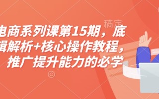 淘宝电商系列课第15期，底层逻辑解析+核心操作教程，运营、推广提升能力的必学课程+配套资料