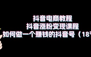 抖音电商教程：抖音涨粉变现课程：如何做一个赚钱的抖音号(18节