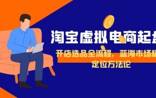 淘宝虚拟电商起盘，开店选品全流程，蓝海市场精准定位方法论