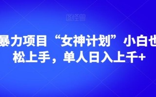 男粉暴力项目“女神计划”小白也可轻松上手，单人日入上千+【揭秘】