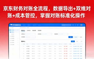 京东财务对账全流程，数据导出+双维对账+成本管控，掌握对账标准化操作