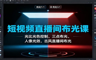 短视频直播间布光课：光比光色控制、三点布光、人像光效、古风直播间布光