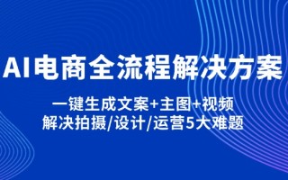AI电商全流程解决方案,一键生成文案+主图+视频,解决拍摄/设计/运营5大难题