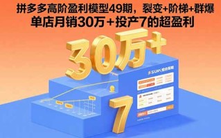 拼多多高阶盈利模型49期，裂变+阶梯+群爆 单店月销30万+投产7的超盈利