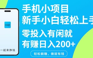 手机小项目新手小白轻松上手零投入有闲就有赚日入200+