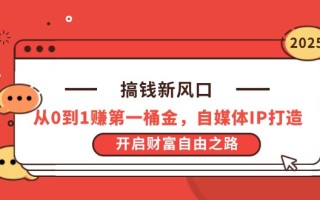 搞钱新风口，从0到1赚第一桶金，自媒体IP打造，开启财富自由之路