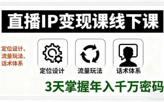 直播IP变现课线下课，定位设计、流量玩法、话术体系，3天掌握年入千万密码