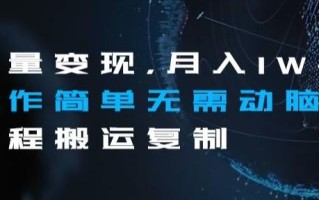 流量变现，月入1W+操作简单无需动脑全程搬运复制【揭秘】