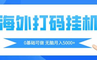 海外打码平挂机项目，全自动撸美金，无脑月入5000+
