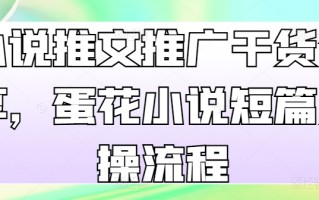 小说推文推广干货分享，蛋花小说短篇实操流程