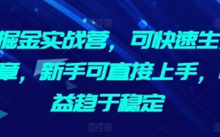 AI掘金实战营，可快速生成文章，新手可直接上手，收益趋于稳定