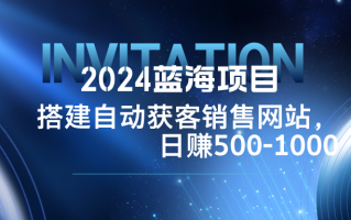 2024蓝海项目，搭建销售网站，自动获客，日赚500-1000