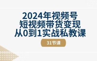 2024年视频号短视频带货变现从0到1实战私教课(30节视频课)