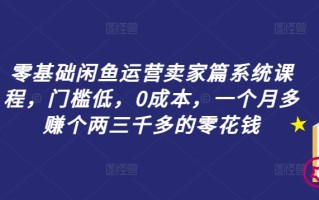零基础闲鱼运营卖家篇系统课程，门槛低，0成本，一个月多赚个两三千多的零花钱