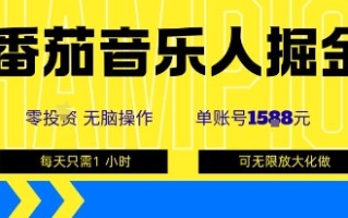 番茄音乐人掘金，单账号最高可撸1k+，可无限矩阵去做，零投入