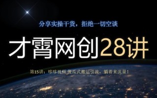 才霄网创28讲第15讲：哆哆视频傻瓜式搬运引流，躺着来流量！