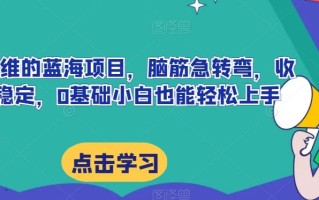提高思维的蓝海项目，脑筋急转弯，收益很稳定，0基础小白也能轻松上手