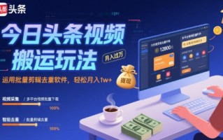 今日头条视频搬运玩法，运用批量剪辑去重软件，轻松月入1w+