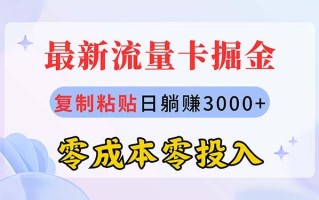 最新流量卡代理掘金，复制粘贴日赚3000+，零成本零投入，新手小白有手就行
