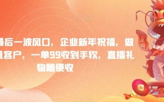 年前最后一波风口，企业新年祝福，做高质量客户，一单99收到手软，直播礼物随便收【揭秘】