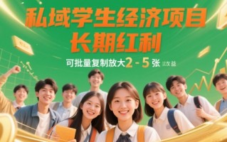 私域学生经济项目，长期红利，可批量复制放大，日收益2-5张