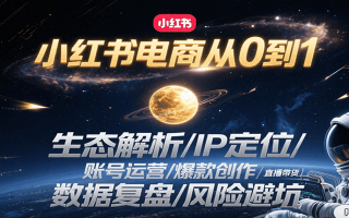 小红书电商从0到1：生态解析/IP定位/ 账号运营/爆款创作/直播带货/数据复盘/风险避坑