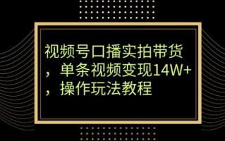 视频号口播实拍带货，单条视频变现14W+，操作玩法教程
