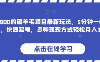价值1980的薅羊毛项目最新玩法，5分钟一条原创作品，快速起号，多种变现方式轻松月入1W＋【揭秘】