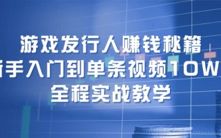 游戏发行人赚钱秘籍：新手入门到单条视频10W+，全程实战教学
