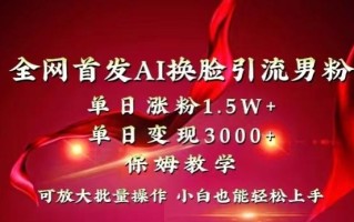 全网首发Ai换脸引流男粉，单日涨粉1.5w+，单日变现3000+，小白也能轻松上手拿结果【揭秘】